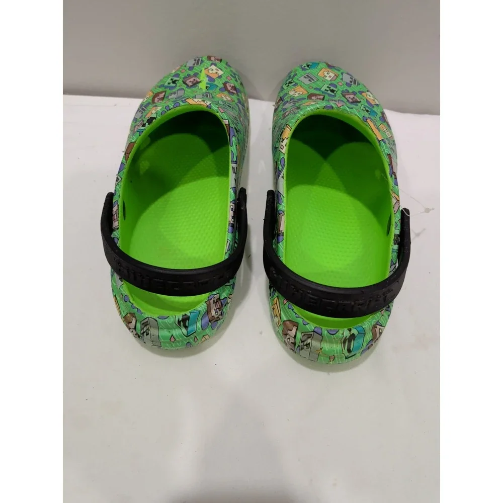 Minecraft Clogs Men's 6 Green Good Condition Character Print Slip On Shoes